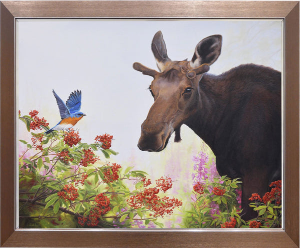 Summer Scene – Eastern Bluebird, Elderberry and Moose